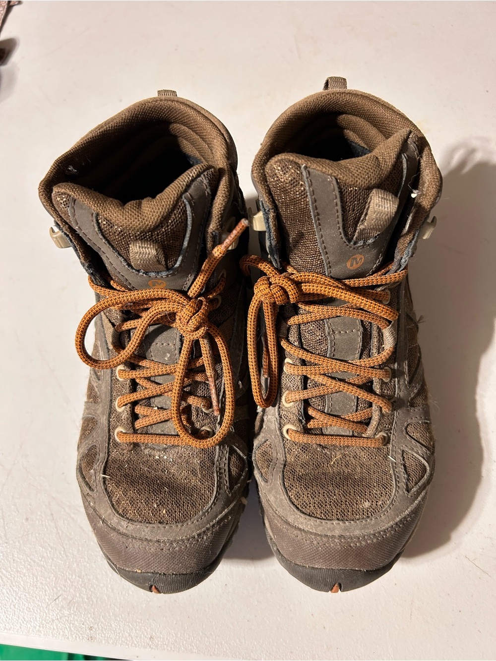 Women’s 5.6 Merrill Brown Hiking Boots with Orange Laces